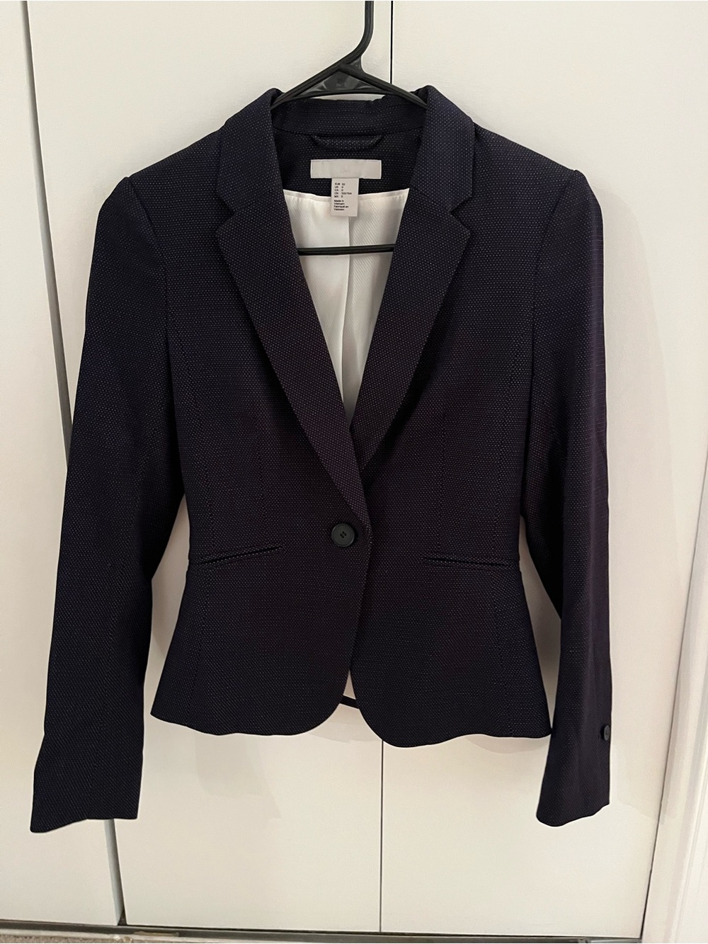H&M Women's Blazer Size 0 Deep Gray Charcoal Faux Pockets